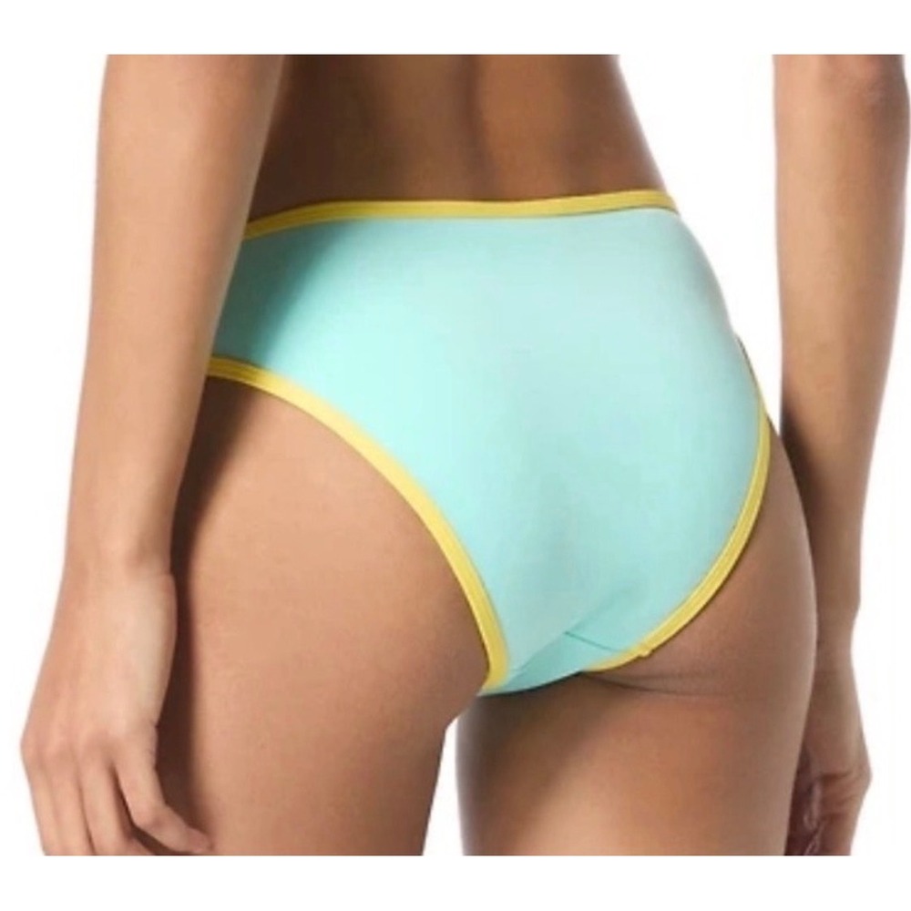 Kate Spade New York Low Tide High Cut Bikini Bottoms Aqua Yellow XS S6C480 - Picture 2 of 7